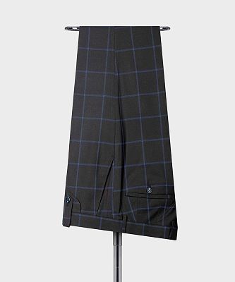Humphry Modern Black Plaid 3-pieces Peaked Lapel Men Suits For Business_4