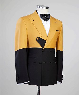 Alfred Yellow And Black Two Pieces Close Fitting Prom Suits