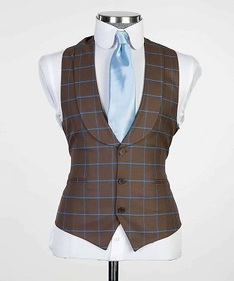 Graham Brown Plaid Three Pieces Slim Fit Stylish Men Suits for Business