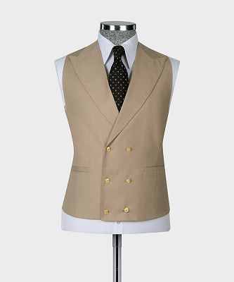 Henry Fashion Light Brown Three Pieces Formal Peaked Lapel Business Suits