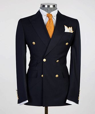 Raphael Newest Black Stripe Two Pieces Peaked Lapel Men Suits_4