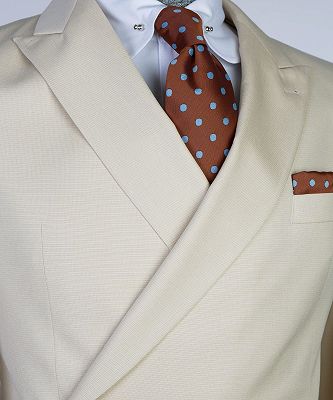 Clark Champagne New Arrival Double Breasted Bespoke Men Suits_2