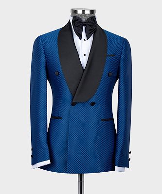 Victor Latest Design Royal Blue Shawl Lapel Double Breasted Best Fitted Men Suits_4
