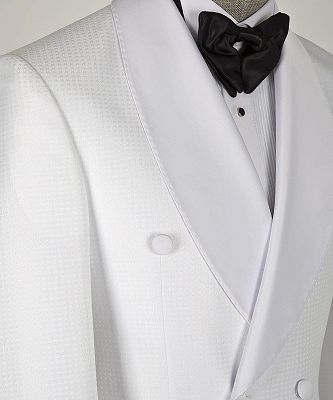 Dustin White Two Pieces Shawl Lapel Doule Breasted Chic Prom Suits_2