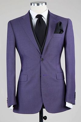 Jimmy Purple Lastest Design Notched Lapel Three Pieces Bespoke Men Suits_1