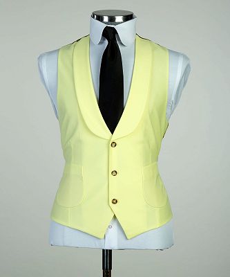 Ralph Chic Light Yellow Peaked Lapel Three Pieces Men Business Suits_2