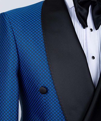 Victor Latest Design Royal Blue Shawl Lapel Double Breasted Best Fitted Men Suits_2