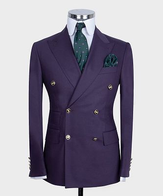 Richie Fashion Purple Two Pieces Men suits With Peaked Lapel_4