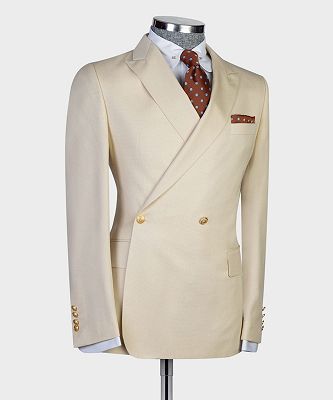 Clark Champagne New Arrival Double Breasted Bespoke Men Suits_3