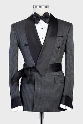 Basil Grey Fashion Two Pieces Bespoke Men Suits With Black Shawl Lapel