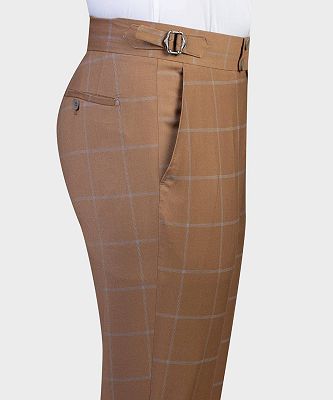 Antony Brown Chic Shawl Lapel Plaid Double Breasted Men Suits_4