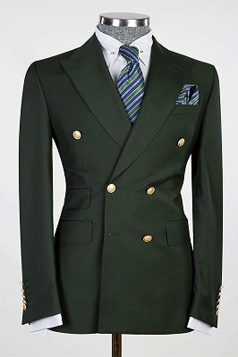 Urban Bespoke Dark Green Peaked Lapel Double Breasted Men Suits