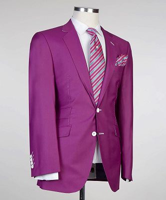 Osmond Purple Two Pieces Notched Lapel Close Fitting Bespoke Men Suits_2