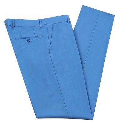 Wally Formal Blue Double Breasted Peaked Lapel Business Suits_4