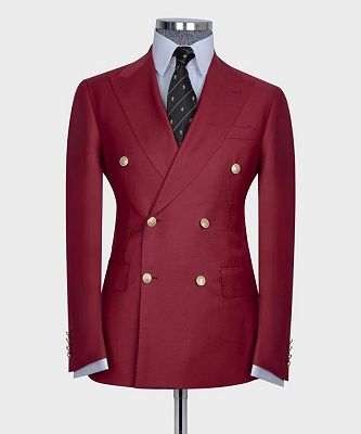 Marvin Chic Red Double Breasted Peaked Lapel Bespoke Men Suits for Prom_4
