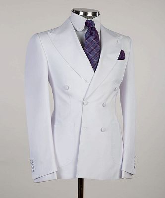 Ernest White Peaked Lapel Two Pieces Close Fitting Wedding Suits_3