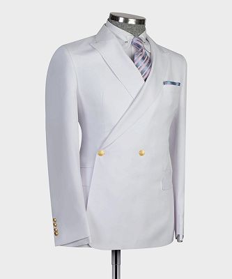 Elroy New Arrival White Double Breasted Slim Fit Bespoke Prom Men Suits_3