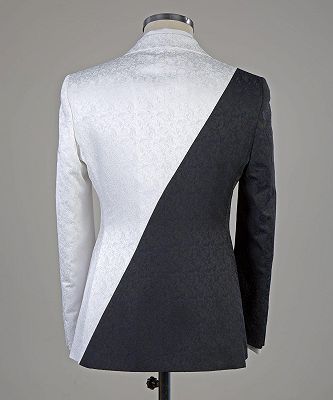 Frankie Modern White And Black Double Breasted Peaked Lapel Slim Fit Men Suits