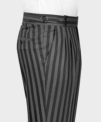 Jeffrey Grey Stripe Stylish Peaked Lapel Three Pieces Prom Suits_5