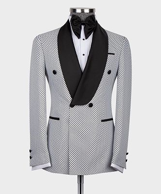 Stan New Arrival White Double Breasted Slim Fit Shawl Lapel Men Suits_3