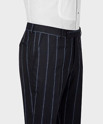Justin Modern Black Stripe Double Breasted Peaked Lapel Business Men Suits_6