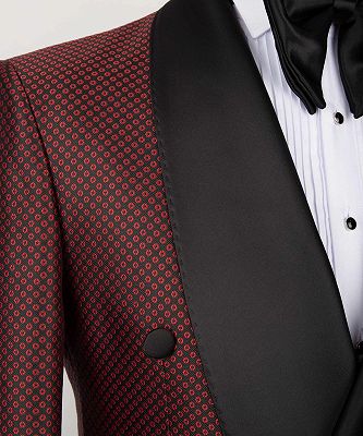 Timothy Burgundy Shawl Lapel Two Pieces Chic Prom Men Suits