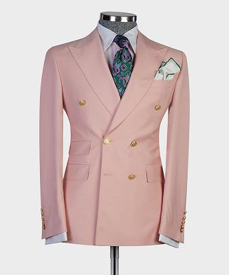Edgar Latest Design Pink Double Breated Fashion Peaked Lapel Men Suits_3