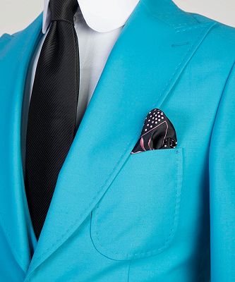 Paddy New Arrival Blue Peaked Lapel Close Fitting Formal Business Suits_3