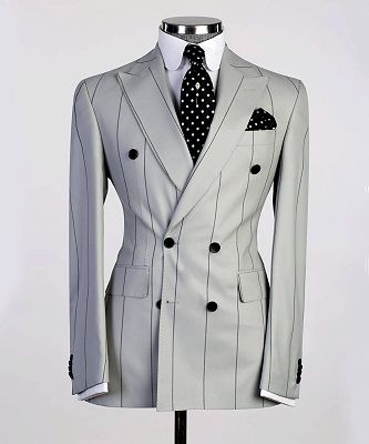 Reginald Chic Gery Double Breasted Peaked Lapel Business Men Suits_4