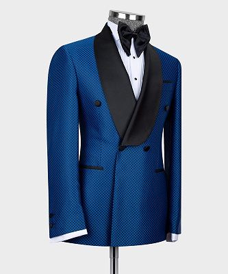 Victor Latest Design Royal Blue Shawl Lapel Double Breasted Best Fitted Men Suits_3