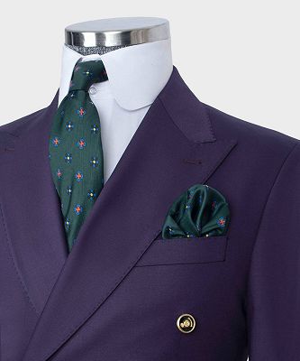 Richie Fashion Purple Two Pieces Men suits With Peaked Lapel