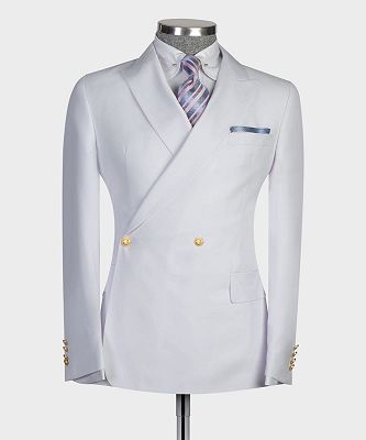 Elroy New Arrival White Double Breasted Slim Fit Bespoke Prom Men Suits_4
