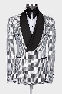 Stan New Arrival White Double Breasted Slim Fit Shawl Lapel Men Suits_1