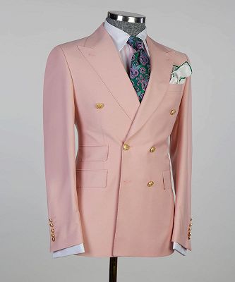 Edgar Latest Design Pink Double Breated Fashion Peaked Lapel Men Suits