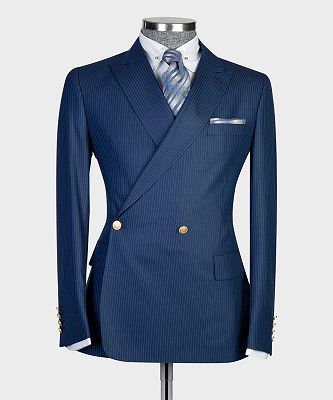 Charlie Navy Peaked Lapel Double Breasted Two Pieces Men Suits_4