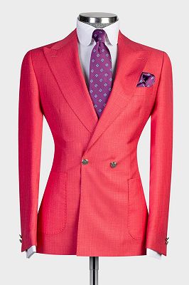 Duncan New Arrival Red Fashion Double Breasted Peaked Lapel Prom Men Suits