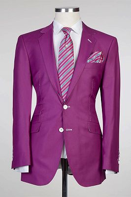 Osmond Purple Two Pieces Notched Lapel Close Fitting Bespoke Men Suits_1