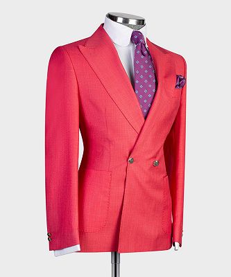 Duncan New Arrival Red Fashion Double Breasted Peaked Lapel Prom Men Suits_3