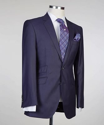 Pearce Stylish Dark Navy Notched Lapel Two Pieces Men Suits_2