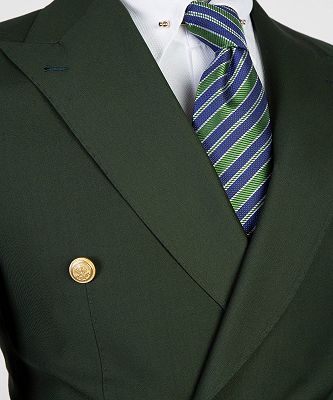 Urban Bespoke Dark Green Peaked Lapel Double Breasted Men Suits