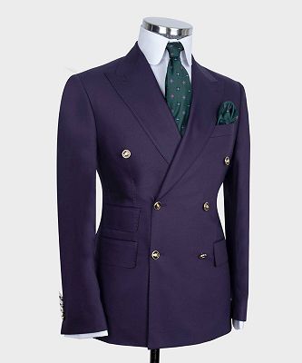 Richie Fashion Purple Two Pieces Men suits With Peaked Lapel_3