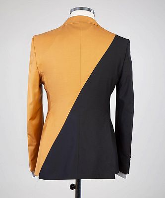 Gideon Yellow and Black Peaked Lapel Doule Breasted Chic Prom Suits