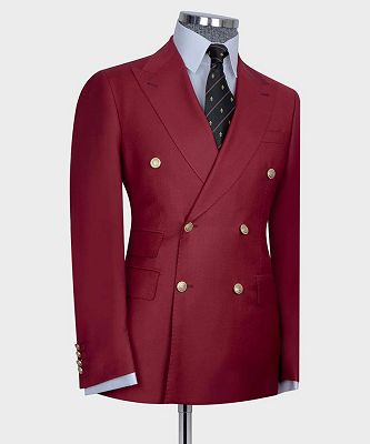 Marvin Chic Red Double Breasted Peaked Lapel Bespoke Men Suits for Prom_3