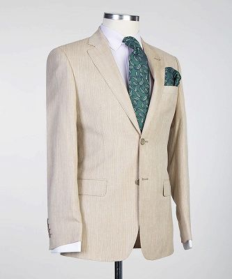 Ferdinand Simple Champagne Two Pieces Fashion Notched Lapel Men Suits_2