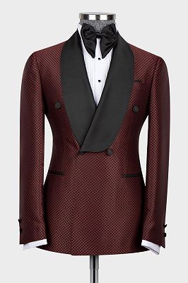 Timothy Burgundy Shawl Lapel Two Pieces Chic Prom Men Suits
