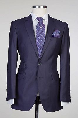 Pearce Stylish Dark Navy Notched Lapel Two Pieces Men Suits_1