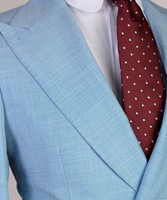 Elmer Stylish Sky Blue Double Breasted Peaked Lapel Men Suits