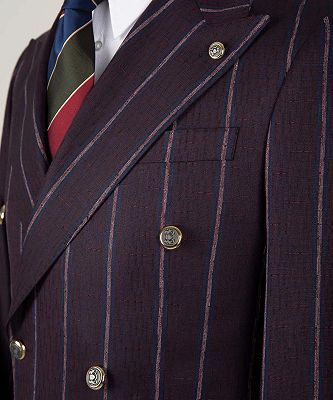 Malcolm Chic Purple Stripe Double Breasted Tailored Men Suit For Business_3