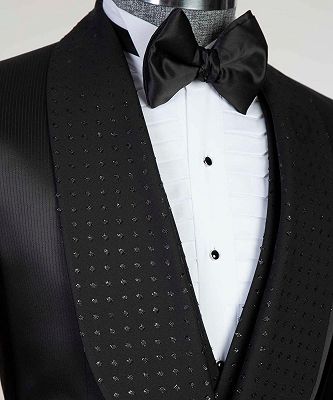Bradford Black Two Pieces Shawl Lapel Bespoke Wedding Suits_3