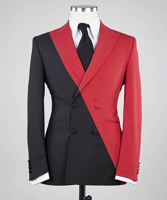 Frederick Gorgeous Red And Black Double Breasted Slim Fit Bespoke Men Suits_3